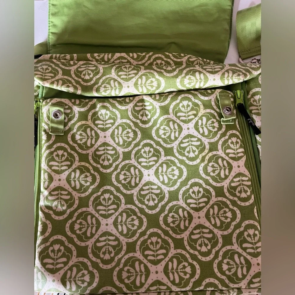 Petunia Pickle Bottom Boxy Backpack Diaper Bag Crossbody option bohemian green